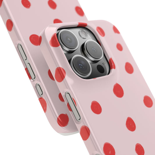 Slim Phone Case — Pink and Red Polka Dots