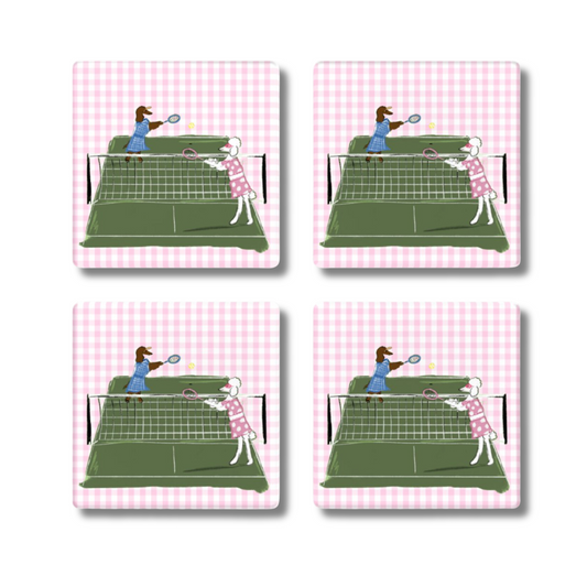 Poodle Pickleball Coaster Set