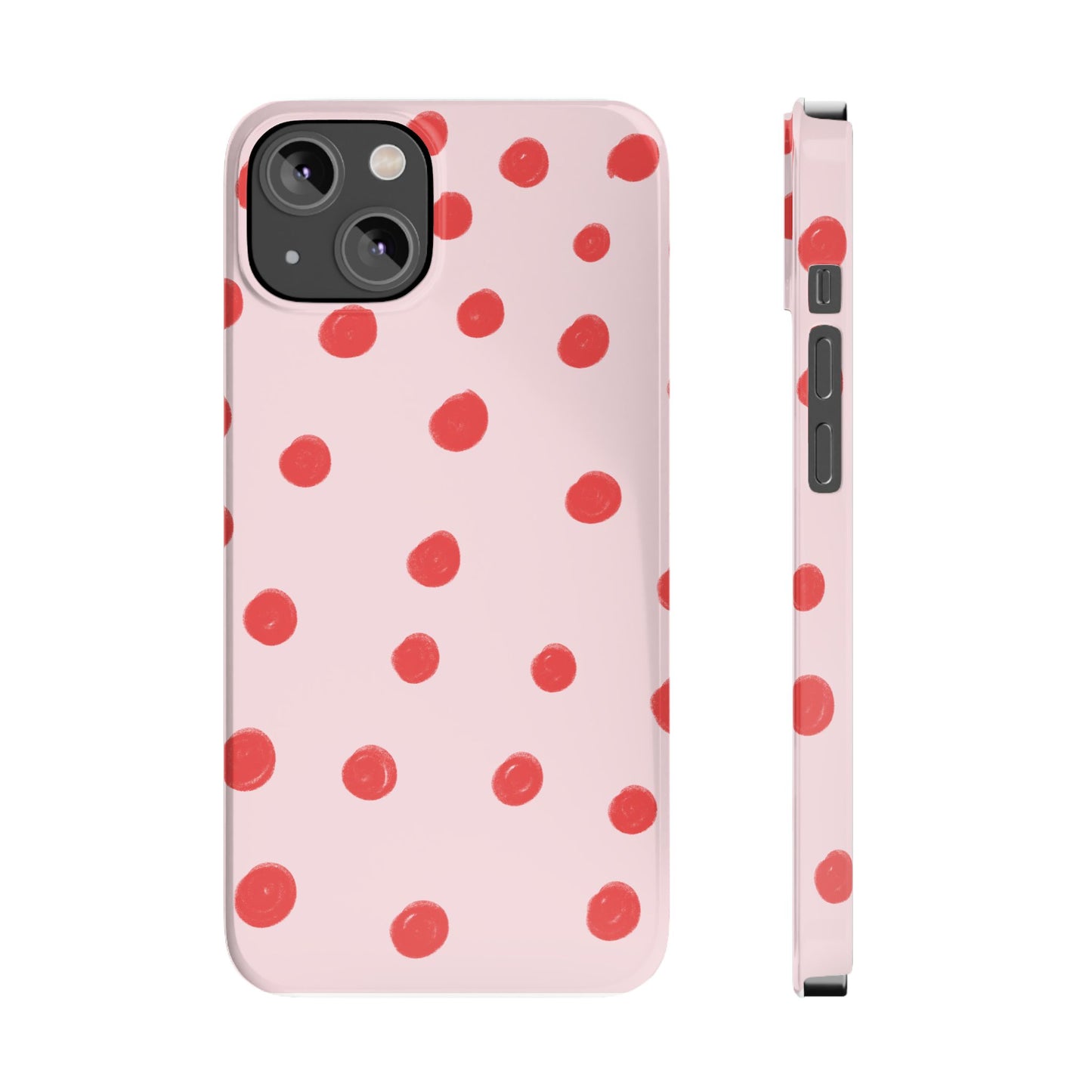 Slim Phone Case — Pink and Red Polka Dots