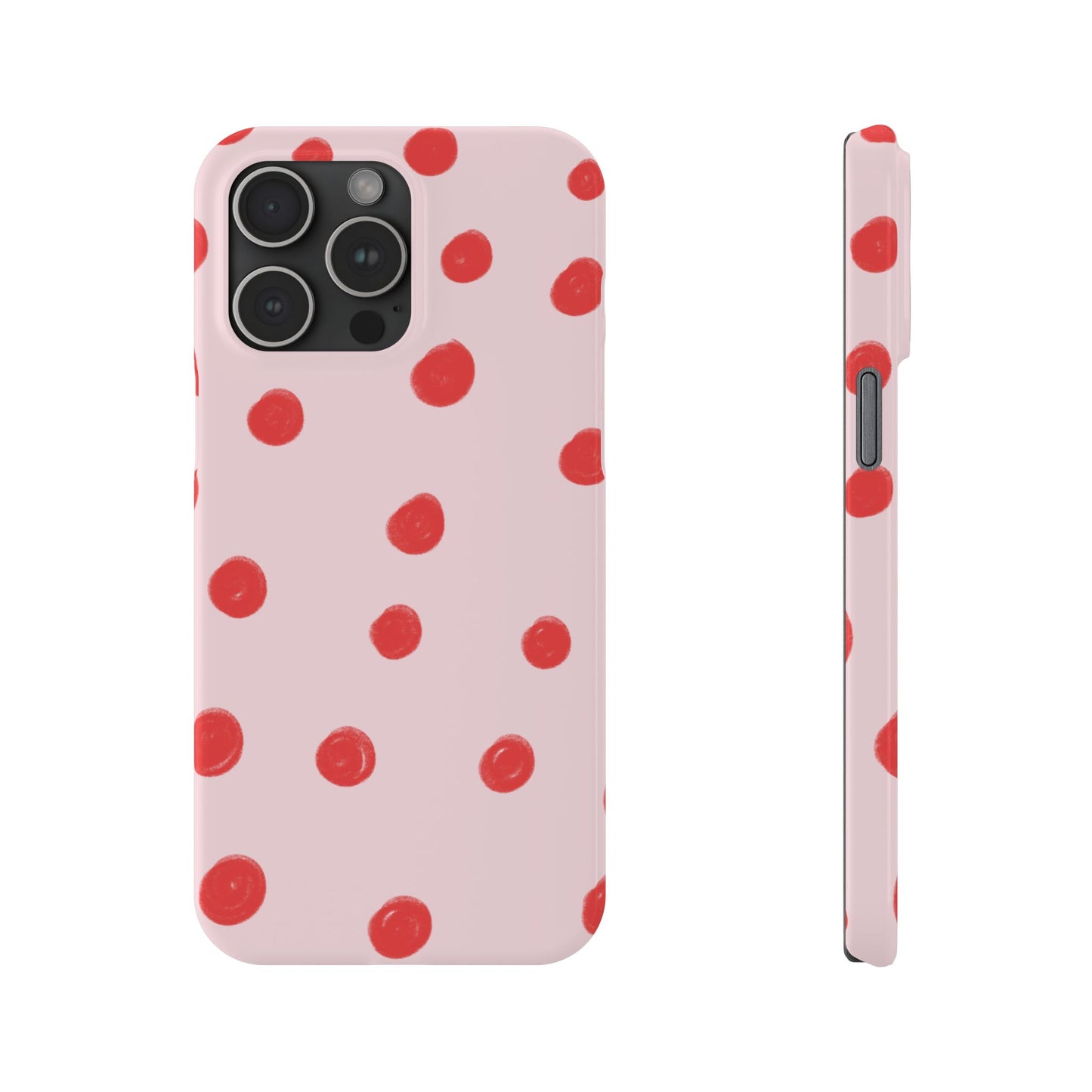 Slim Phone Case — Pink and Red Polka Dots