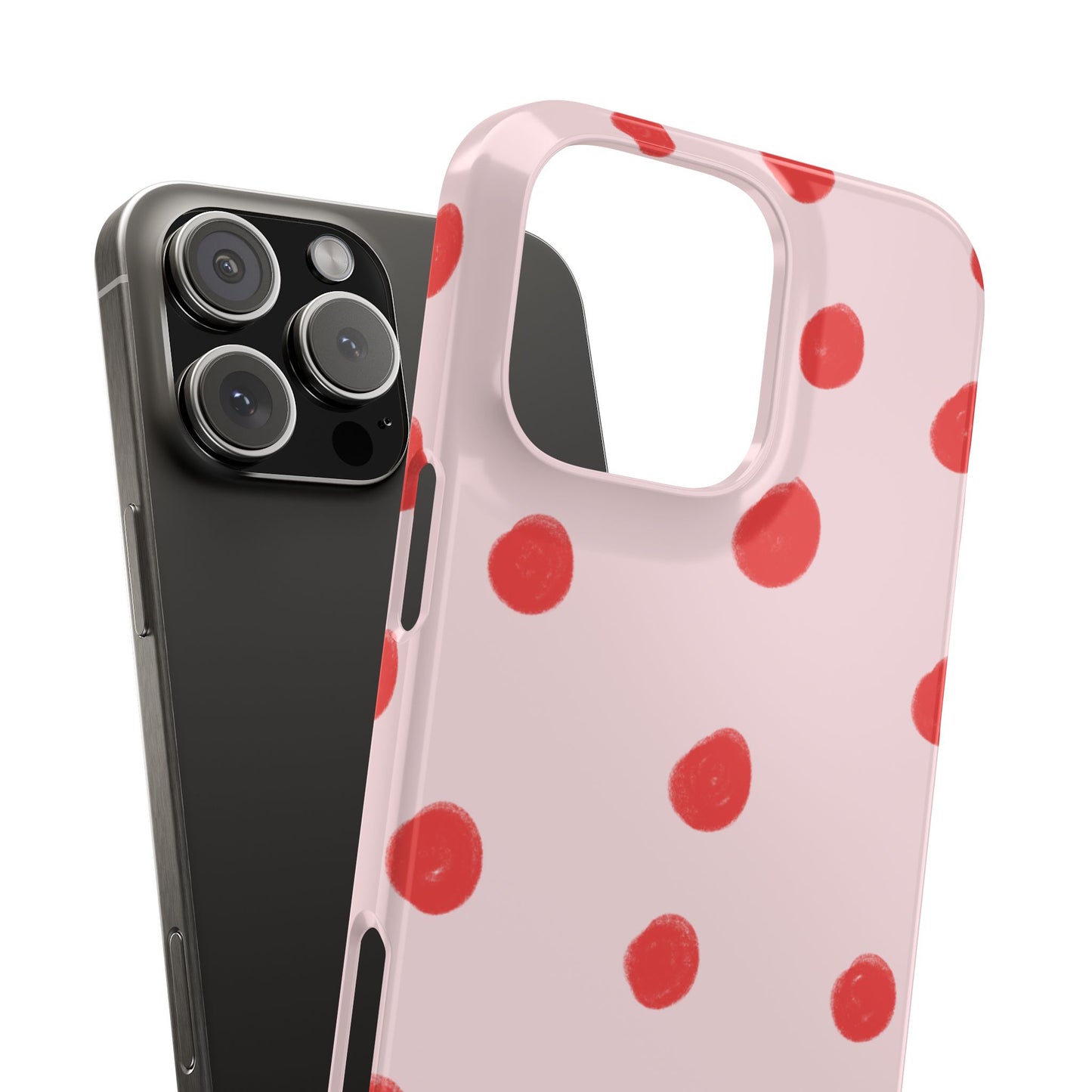 Slim Phone Case — Pink and Red Polka Dots