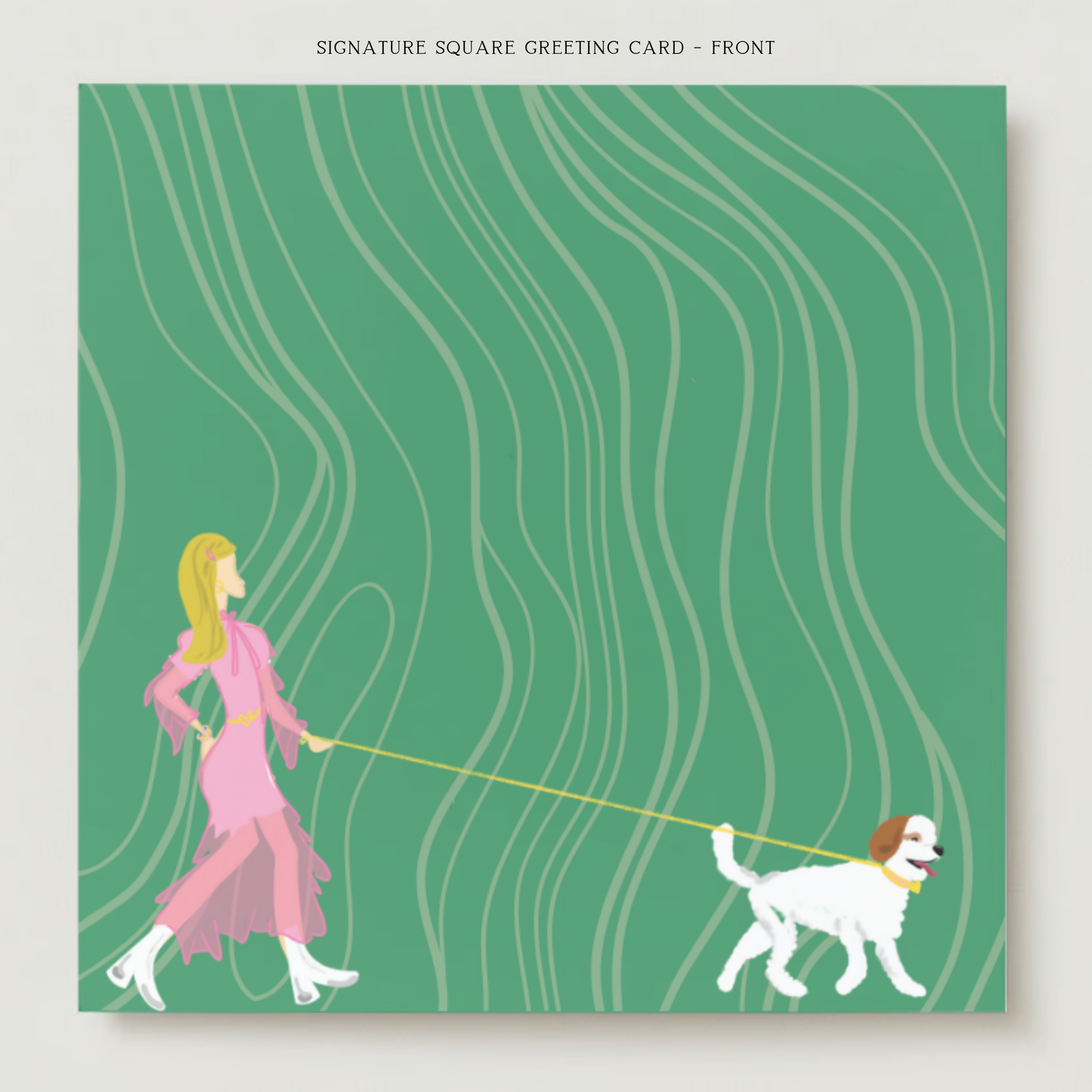 Walking Her Dog Greeting Card