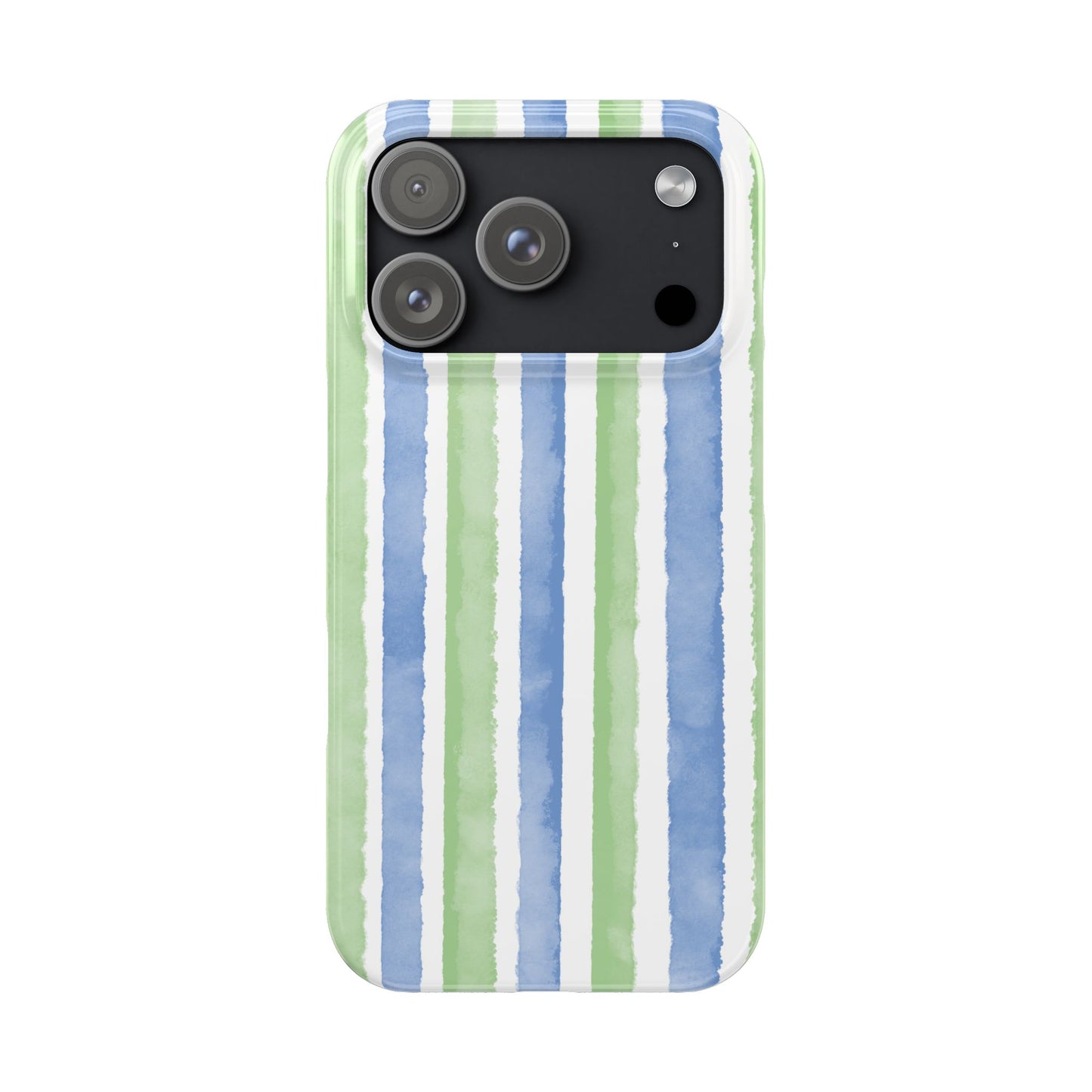 Slim Phone Case — Blue and Green Stripes