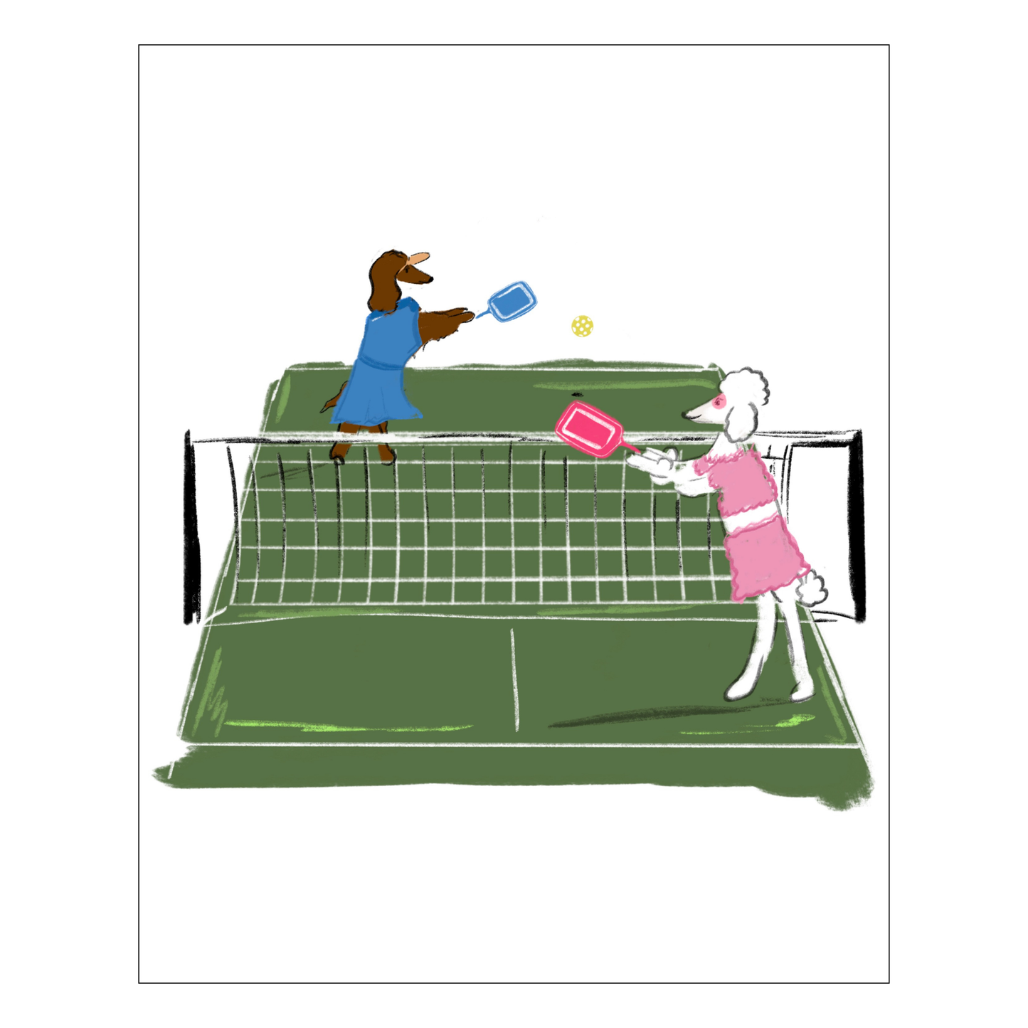 Pickleball Pooches Art Print (Digital Download, 8x10)