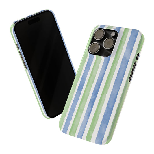 Slim Phone Case — Blue and Green Stripes