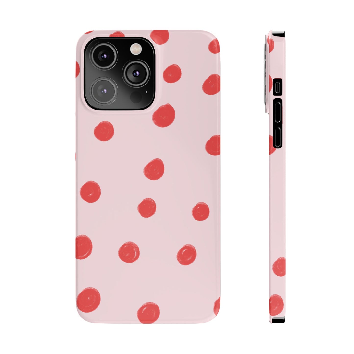 Slim Phone Case — Pink and Red Polka Dots