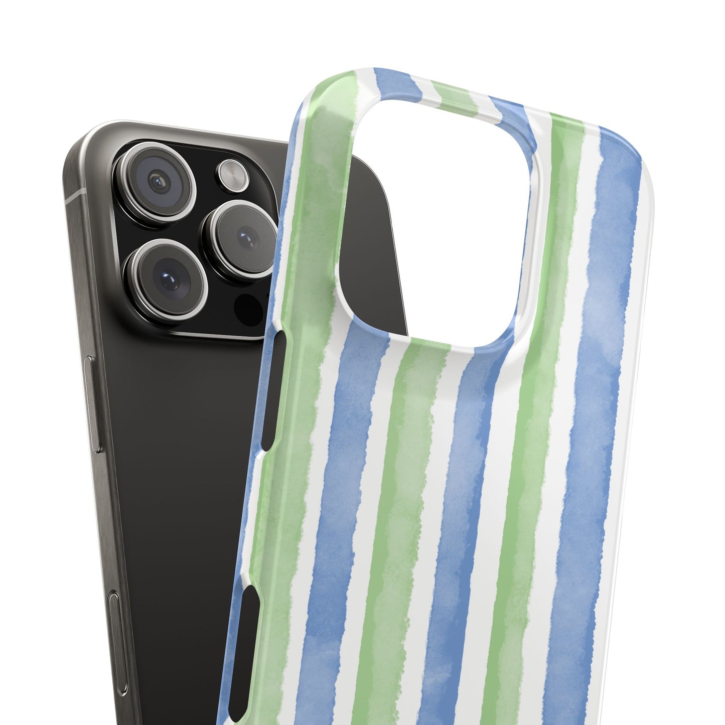 Slim Phone Case — Blue and Green Stripes