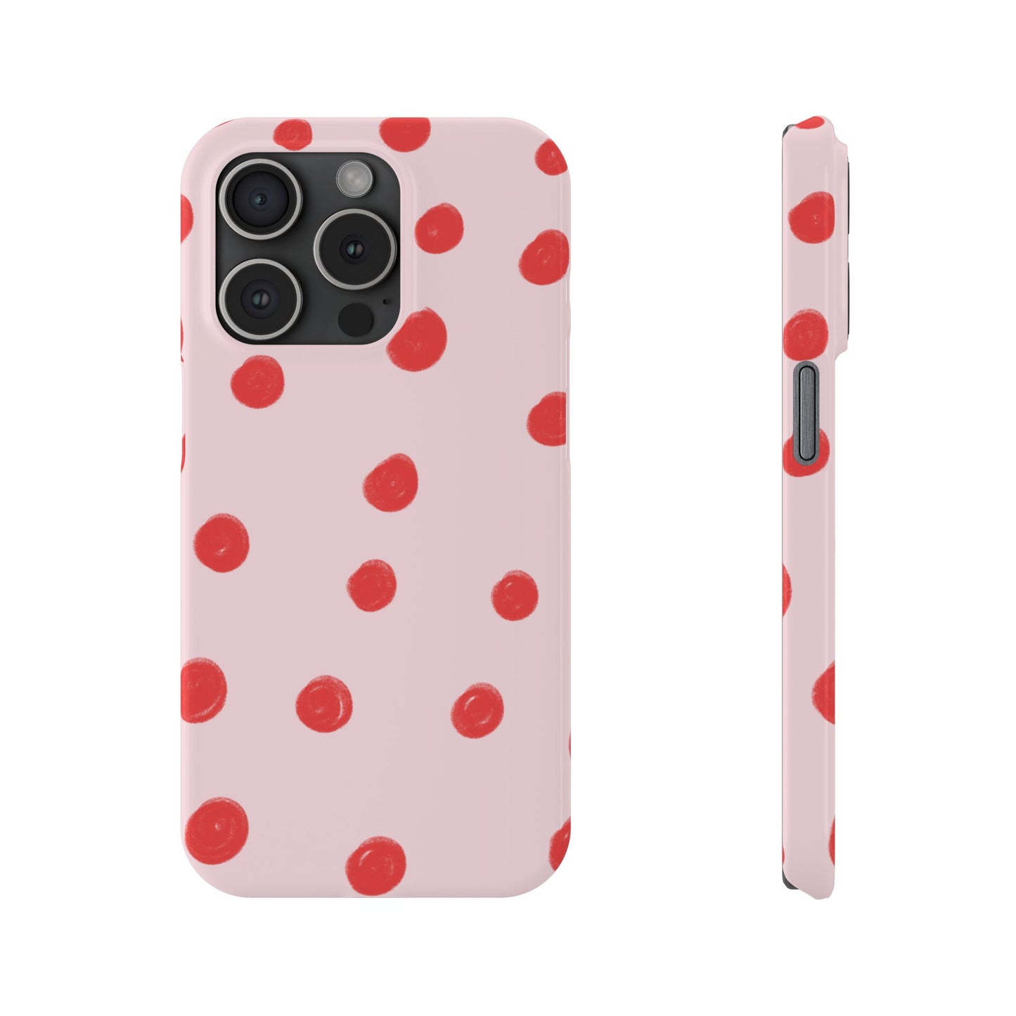 Slim Phone Case — Pink and Red Polka Dots