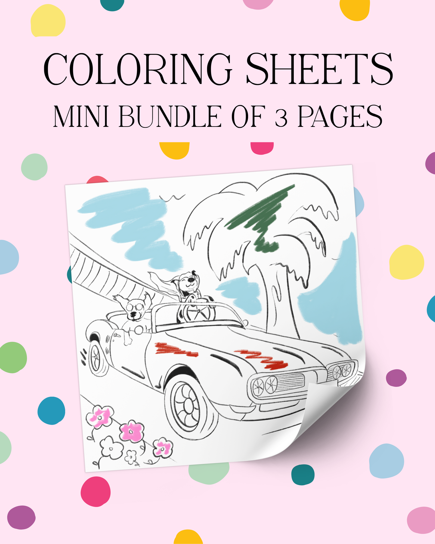 Hollywood Dogs Coloring Pages: Fun Art for Adults & Kids (Digital Download)