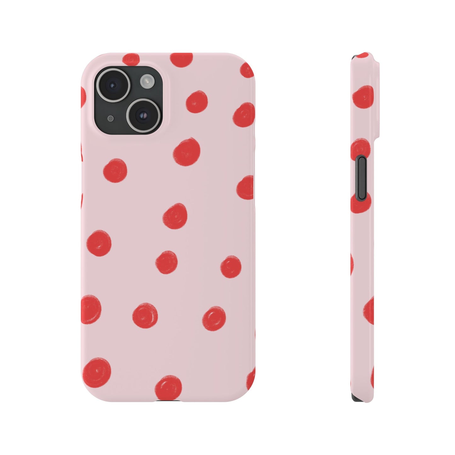 Slim Phone Case — Pink and Red Polka Dots