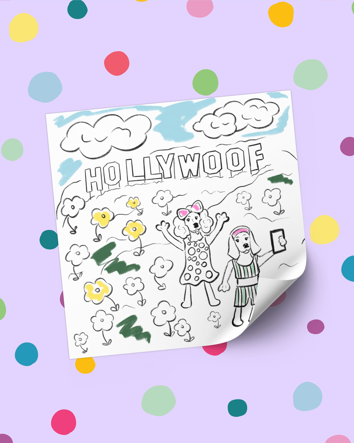 Hollywood Dogs Coloring Pages: Fun Art for Adults & Kids (Digital Download)