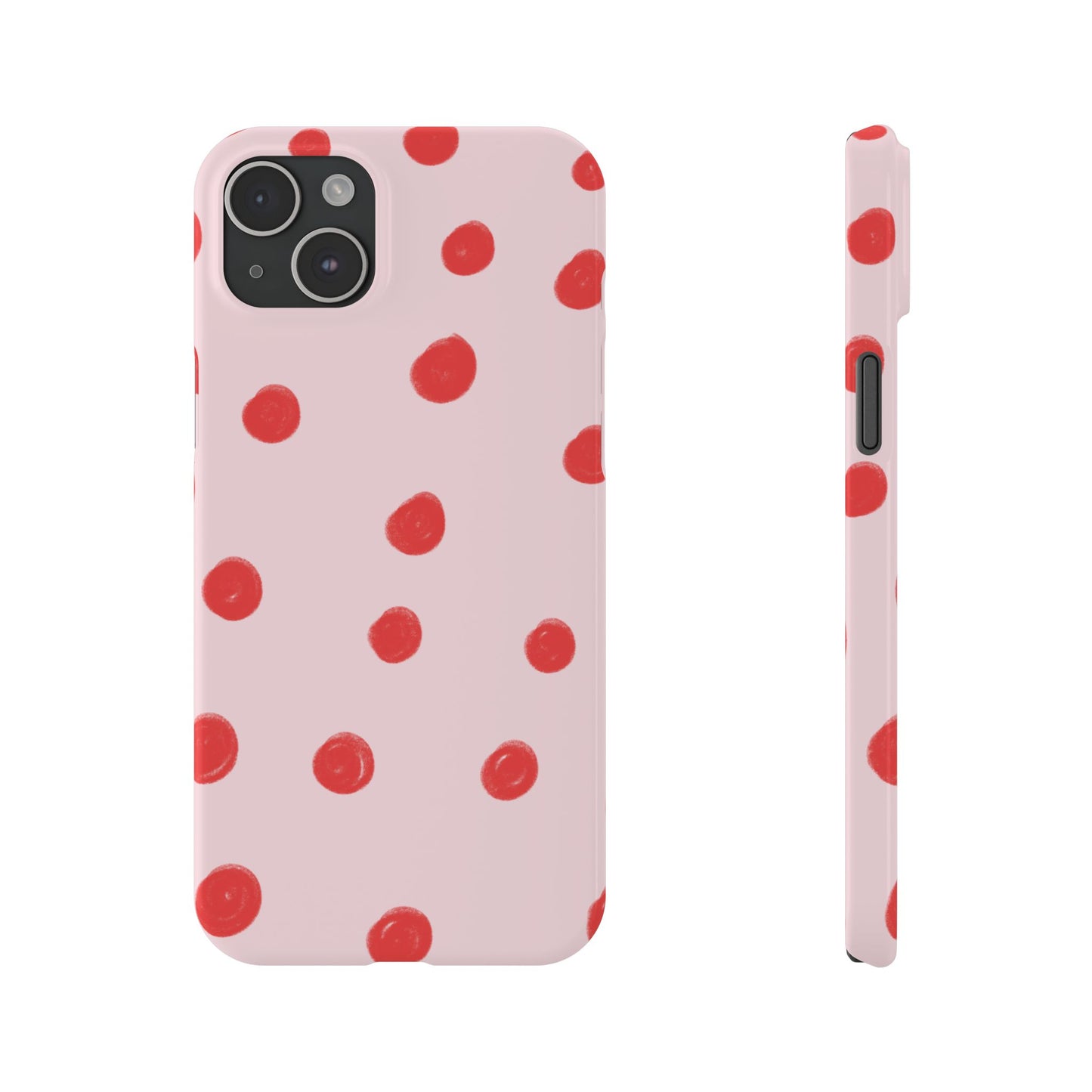Slim Phone Case — Pink and Red Polka Dots