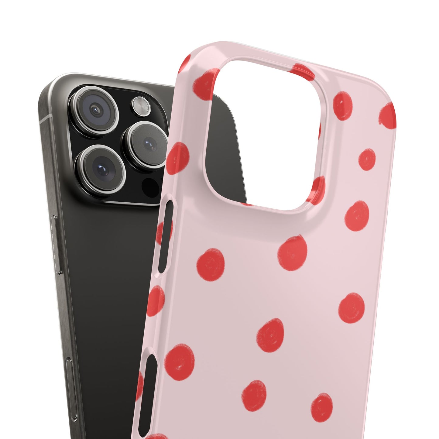 Slim Phone Case — Pink and Red Polka Dots
