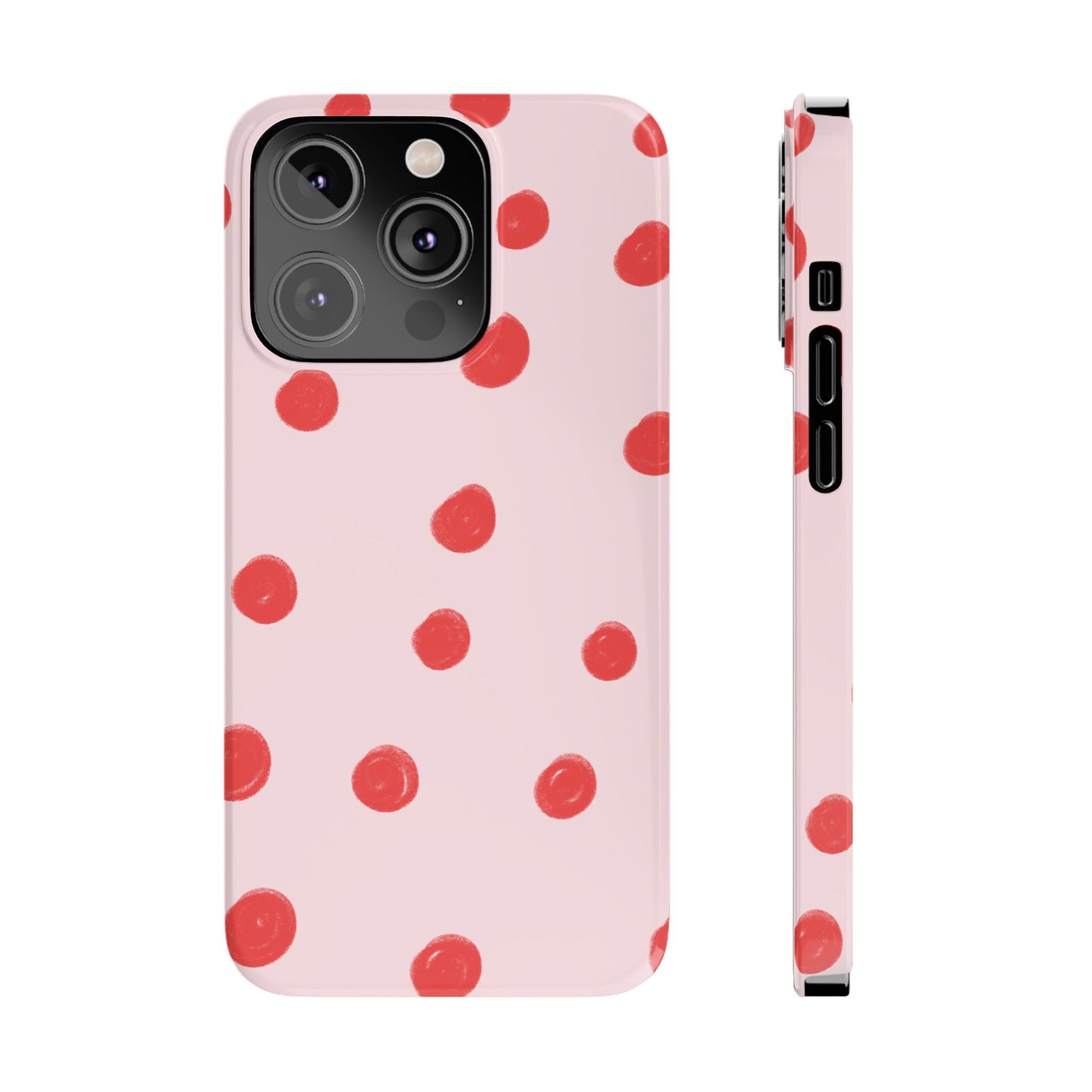 Slim Phone Case — Pink and Red Polka Dots