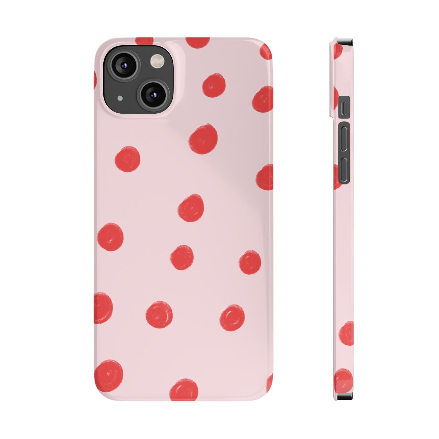 Slim Phone Case — Pink and Red Polka Dots