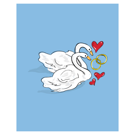 Wedding Swans Art Print (Digital Download, 8x10)