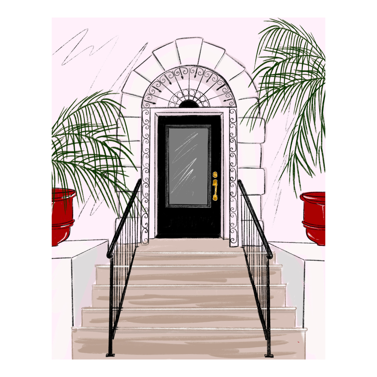 Pink Palms Art Print (Digital Download, 8x10)