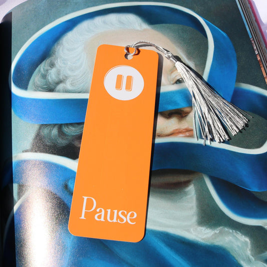 Pause Bookmark with Tassel - 2"x6" Rounded Edge Paper Bookmark