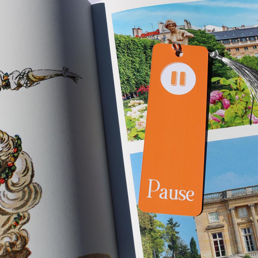 Pause Bookmark with Tassel - 2"x6" Rounded Edge Paper Bookmark