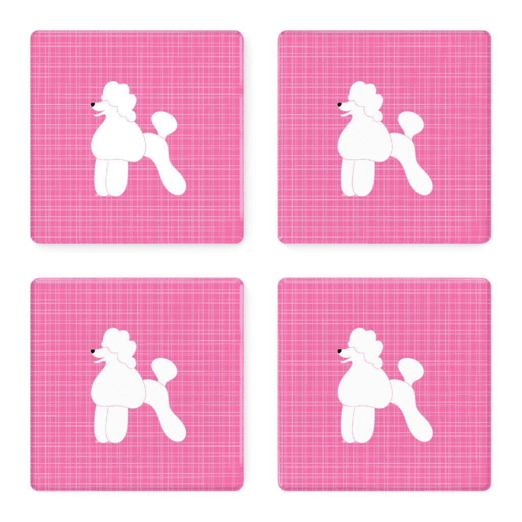 Pink Poodle Coaster Set