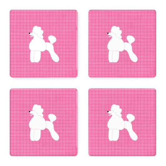 Pink Poodle Coaster Set