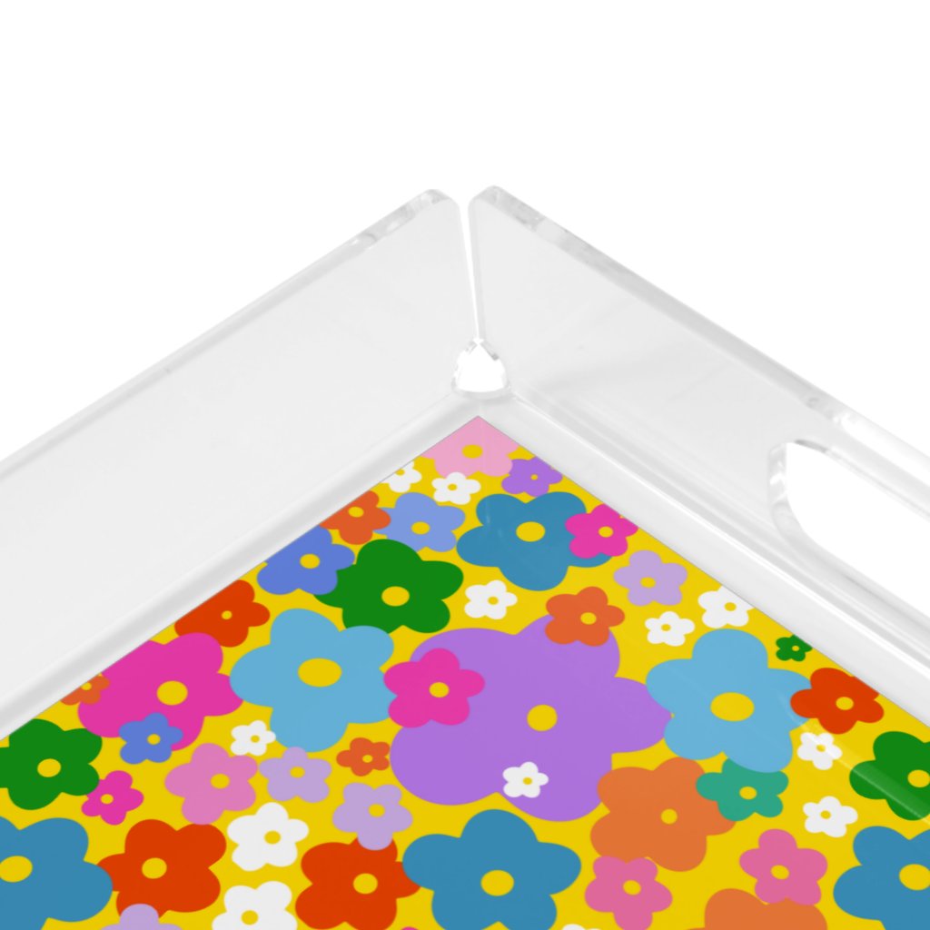 Flower Power Square Acrylic Tray